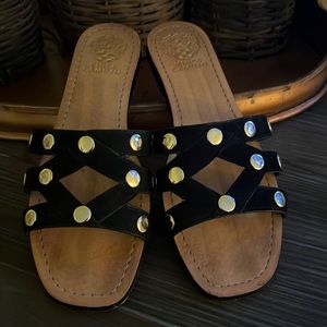 Vince Camuto Black & Gold Sandals